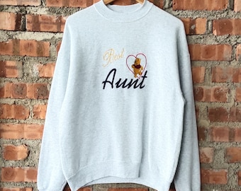 Vintage 90s Winnie The Pooh Sweatshirt Pooh Crewneck Pooh Pullover Pooh Jumper Embroidery Logo Grey Color Women’s L