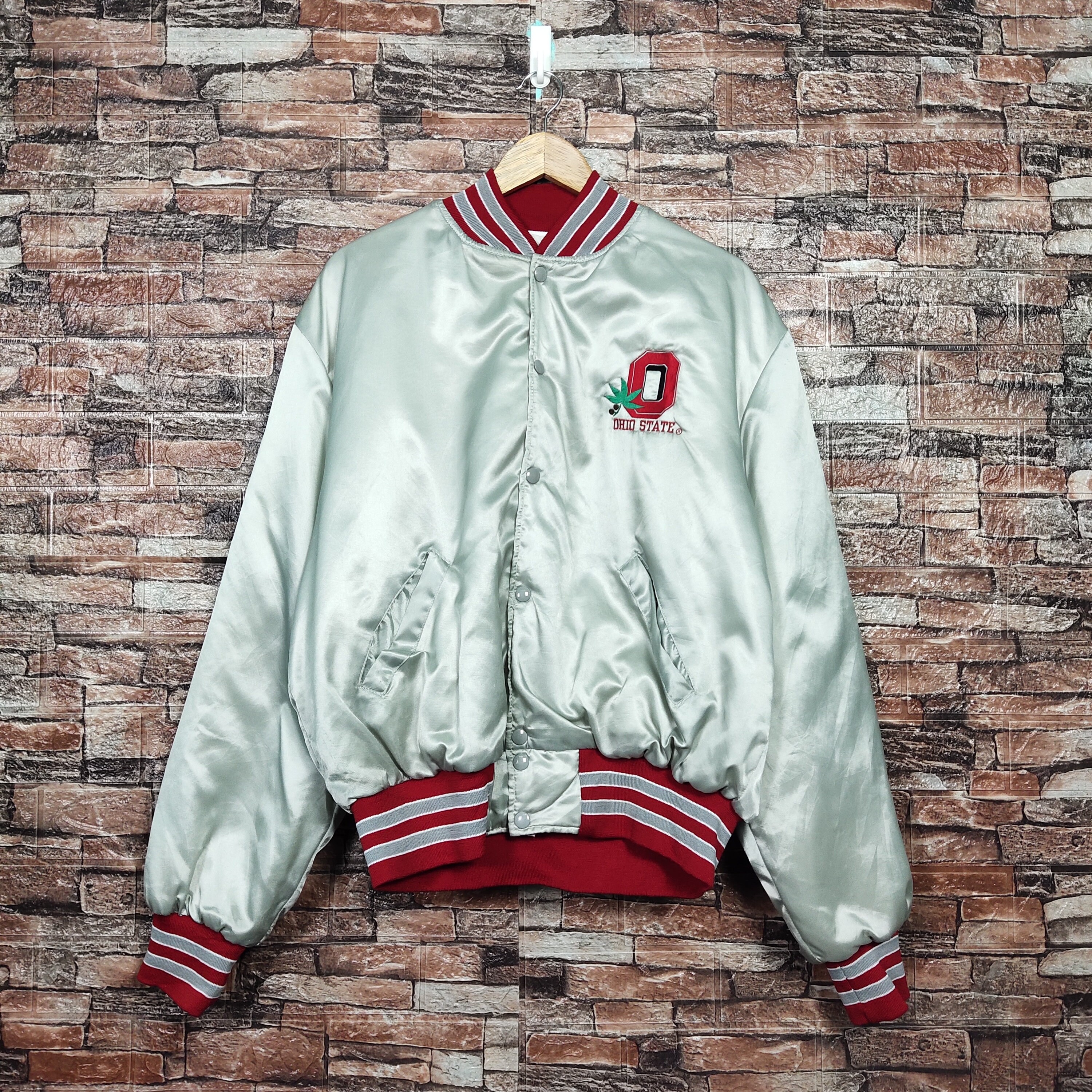 Vintage 90s Distressed Ohio State Buckeyes Football Satin Jacket