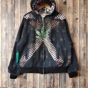 Ed Hardy ヒョウ柄ストーン付きパーカー　リバーシブル EdHardyリバーシブルパーカー Ed Hardy ヒョウ柄ストーン付きパーカー