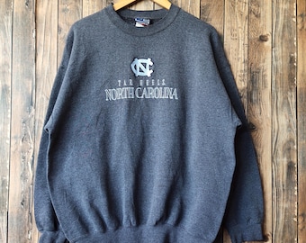 Vintage 90s Distressed North Carolina Tar Heels Sweatshirt Carolina Crewneck Carolina Pullover Embroidery Logo Gray Color Men's Fit L