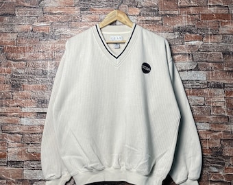 Vintage Distressed NCAA Sweatshirt NCAA Crewneck Ncaa Pullover Ncaa Jumper Ncaa Sweater Embroidery Logo Cream Color Men's S