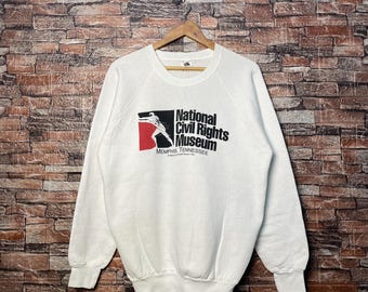 Vintage 90s Distressed National Civil Rights Museum Memphis Tennessee Sweatshirt Tennessee Crewneck Printed Logo White Color Men’s Fit M