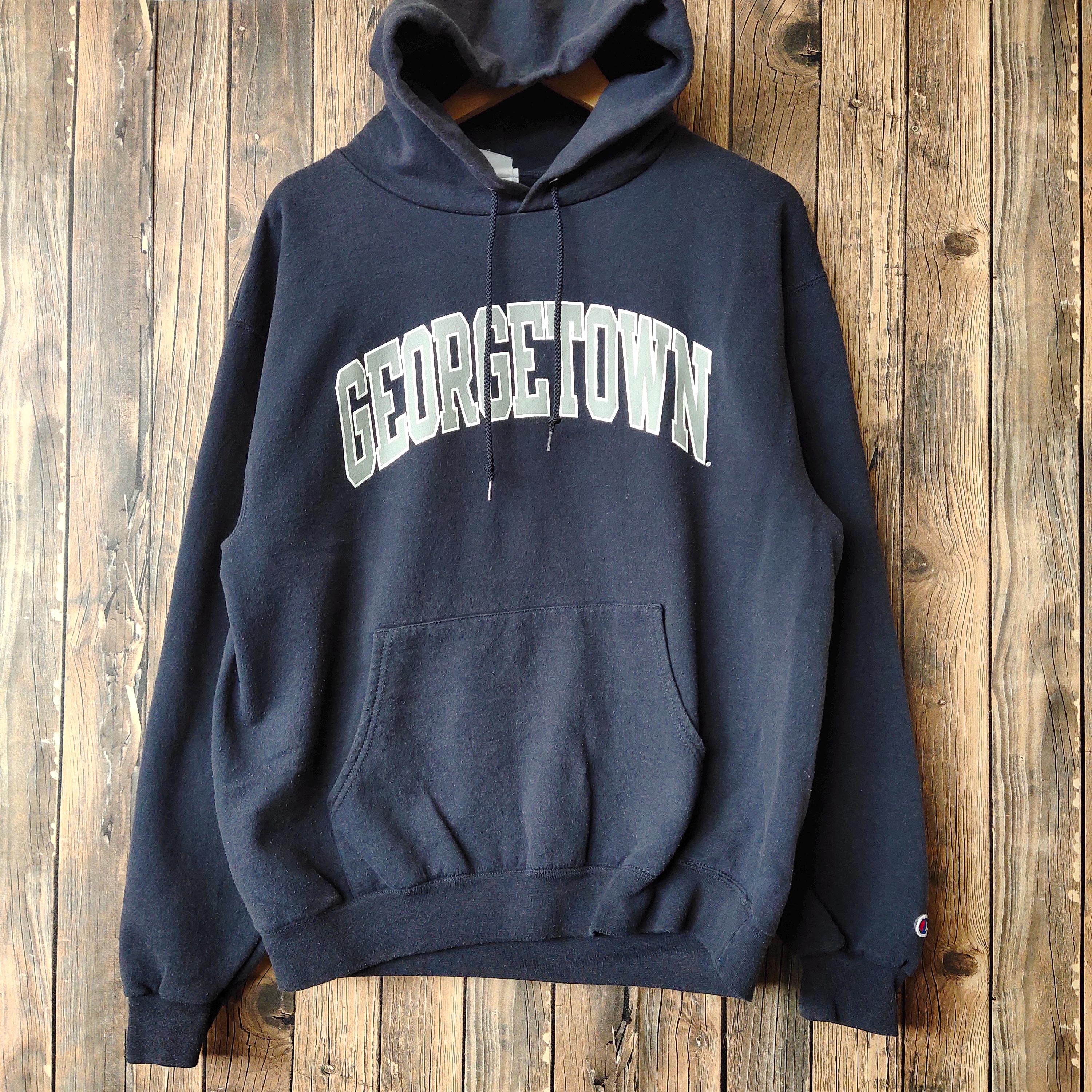 Vintage Georgetown by Champion Hoodie Georgetown Sweatshirt Georgetown Sweater Georgetown Pullover Printed Logo Blue Color Men's Fit M