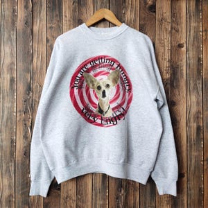 RARE Vintage 90s Distressed Taco Bell Dog Getting Very Hungry Sweatshirt Taco Bell Crewneck Printed Logo Gray Color Men&#39;s Fit L