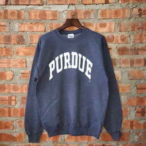 Vintage Distressed Purdue Boilermaker Universitäts-Fußball-Sweatshirt Purdue Crewneck Purdue Pullover Gedrucktes Logo Grau Farbe Herren M