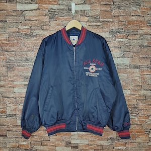 Vintage 90s Distressed Converse Bomber Jacket Converse Windbreaker Converse Pullover Converse Sweater Embroidery Logo Blue,Red Color Men’s L