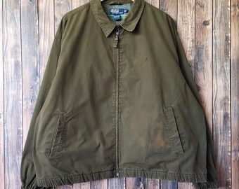 Vintage 1990s Polo Ralph Lauren Green Harrington Jacket / Vintage