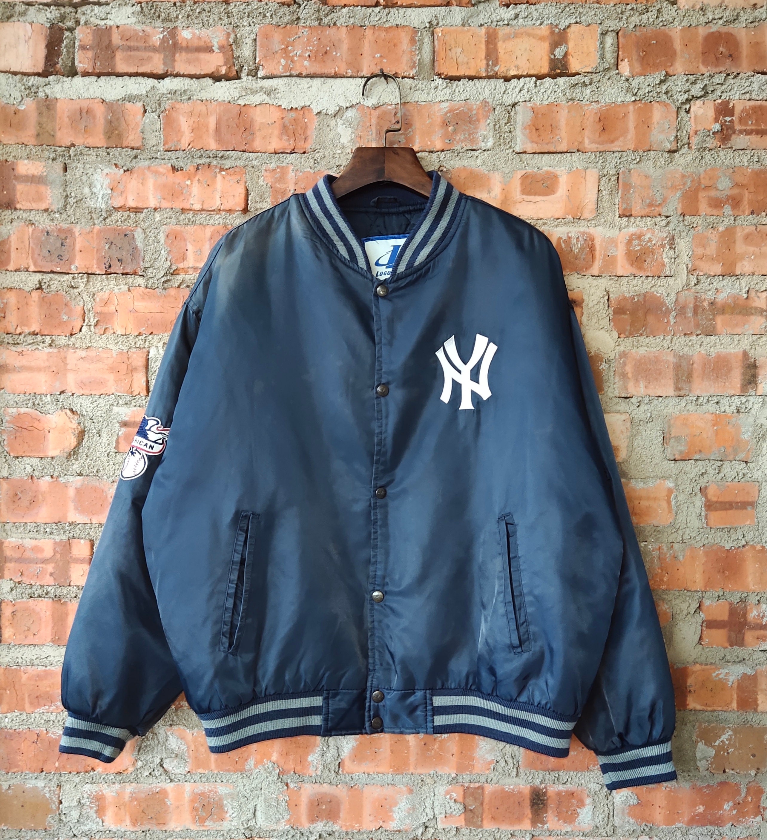 RARE Vintage 90s Distressed New York Yankees Satin Jacket by RARE Vintage 90s Distressed New York Yankees Satin Jacket by