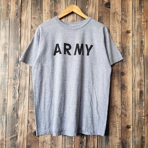 Vintage 90s Distressed Army T-Shirt Army Crewneck Army Tees Army Shirt Printed Logo Gray Color Men’s M