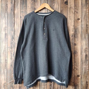 Vintage 90s Fred Perry Sweatshirt Fred Perry Pullover Fred Perry Jumper Fred Perry Sweater Embroidery Logo Gray Color Men’s L