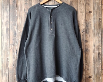 Vintage 90s Fred Perry Sweatshirt Fred Perry Pullover Fred Perry Jumper Fred Perry Sweater Embroidery Logo Gray Color Men’s L