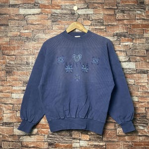 Vintage 90s Ellesse Sweatshirt Ellesse Crewneck Ellesse Pullover EllesseJumper Ellesse Sweater Embroidery Logo Blue Color Men’s S