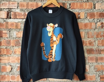 Vintage 90er Jahre Winnie The Pooh &quot;Tigger&quot; Sweatshirt Pooh Crewneck Pooh Pullover Pooh Pullover Gedruckt Logo Schwarz Farbe Herren M