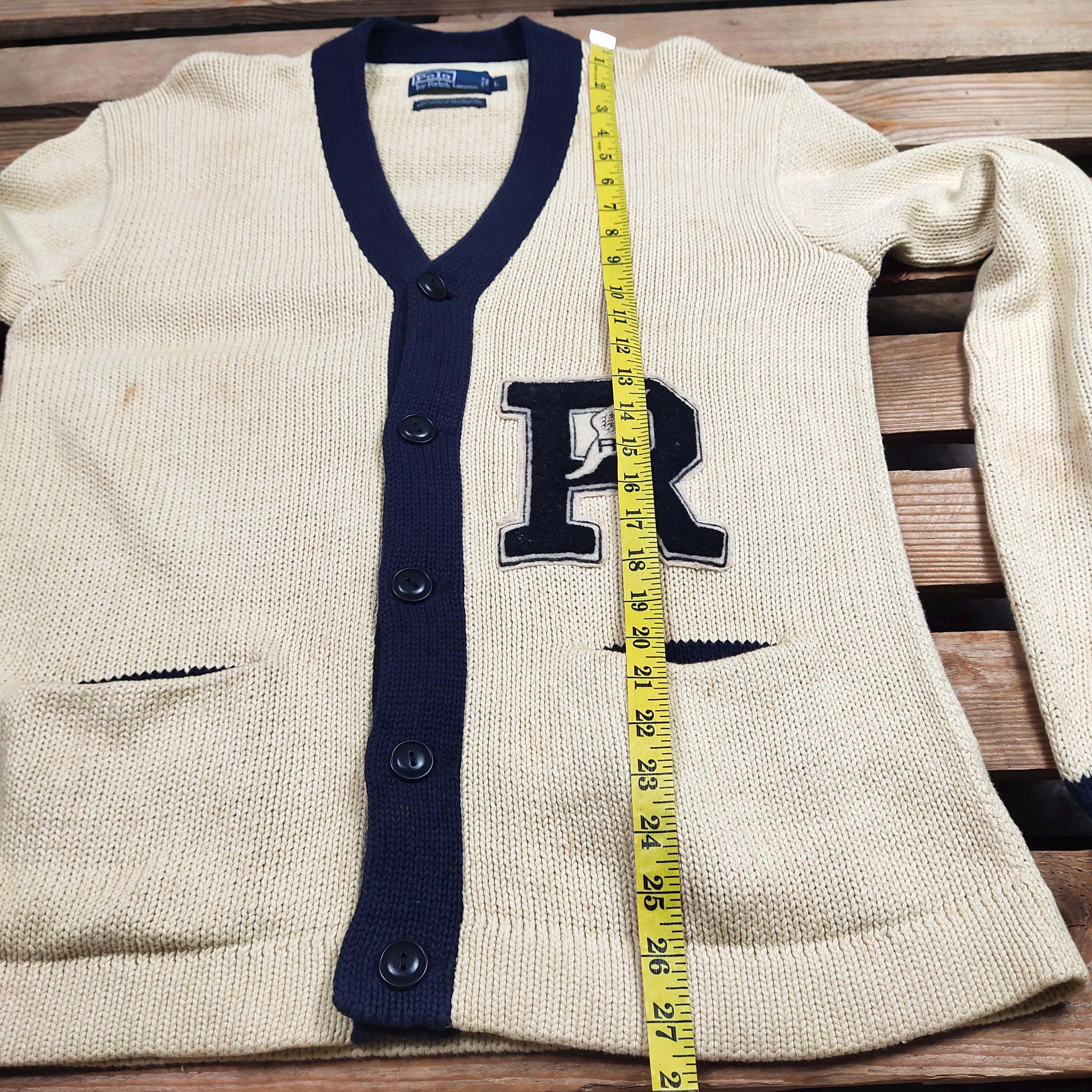 Vintage 90s Distressed Polo Ralph Lauren P Wing Cardigan Polo