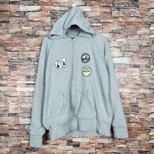 Vintage Stussy Worldwide Patches Sweatshirt Stussy Hoodie Stussy Pullover Stussy Jumper Stussy Sweater Embroidery Logo Gray Color Men Fit L