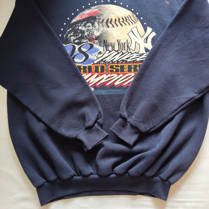 RARE vintage 90s New York Yankees by Logo 7 Sweatshirt Yankees Crewneck Yankees Pullover Yankees Sweater Printed Logo Blue Color Mens XL image 6