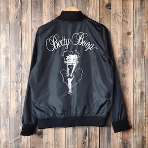 Vintage DISTRESSED Betty Boop Jacket Betty Boop Sweater Betty Boop Pullover Betty Boop Jumper Embroidery Logo Black Color Men’s Fit M