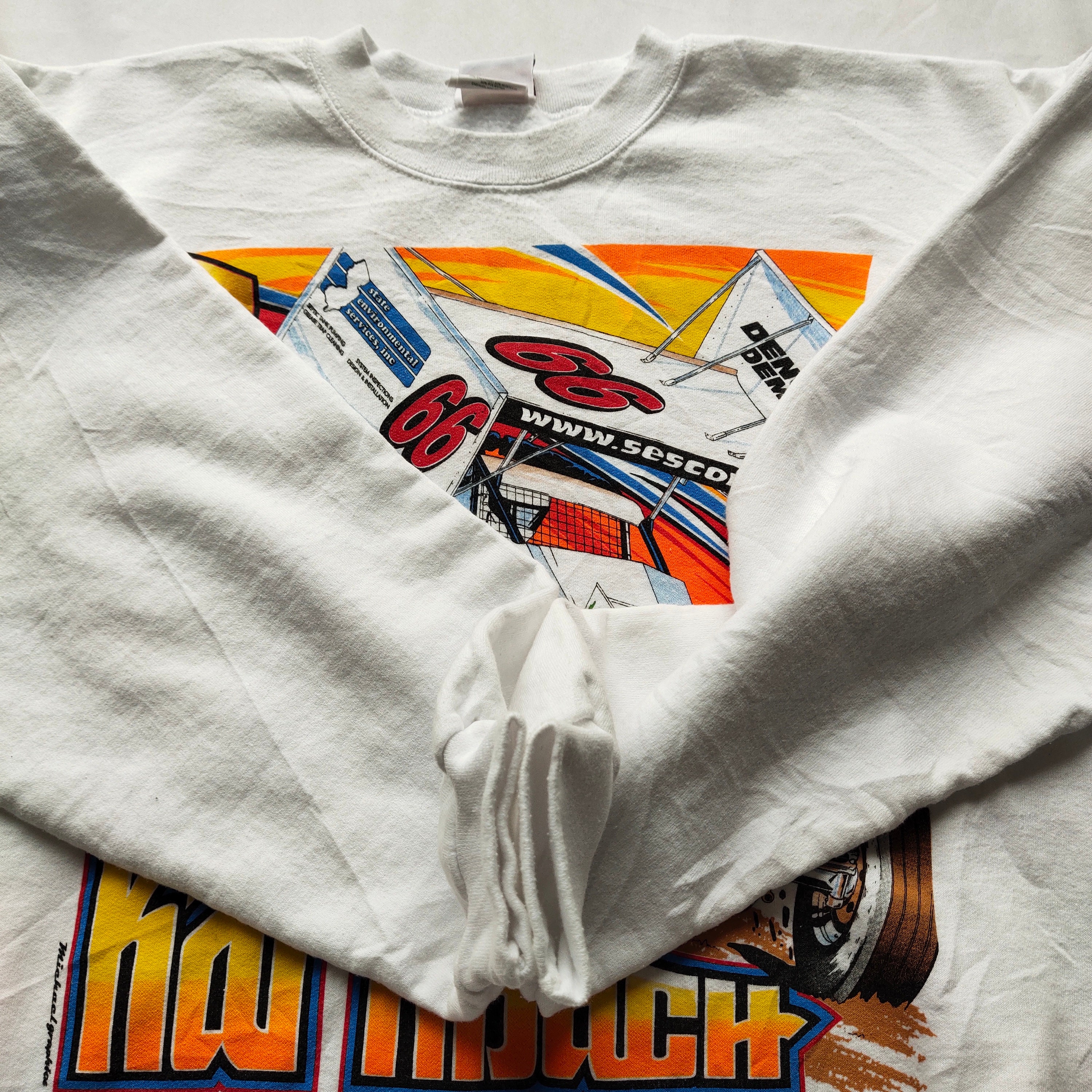 スウェット vintage 90s sweat  racing sweat Vintage 90s Sprint Car Racing Sweatshirt Racing Crewneck Racing
