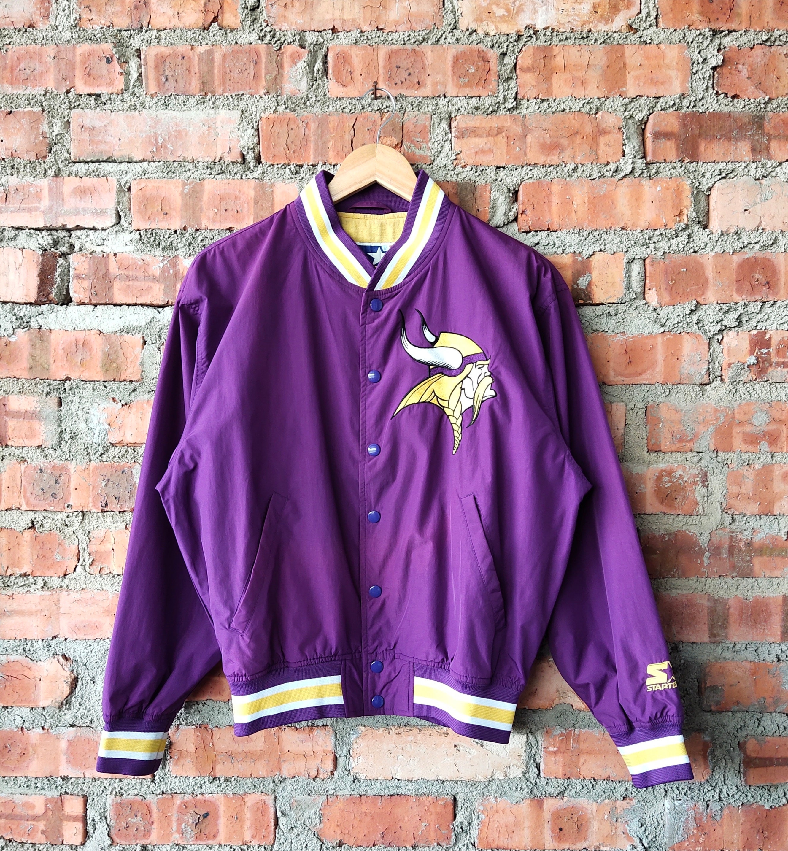 Vintage jaren 80 Vikings Starter Jacket Snap Button Vikings Etsy