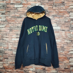 Vintage Distressed Notre Dame Irish Hoodie Notre Dame Sweatshirt Notre Dame Pullover Notre Dame Sweater Embroidery Logo Black Color Men&#39;s XL