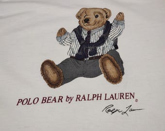 Vintage 90s Distressed Polo Bear Ralph Lauren T-shirt Polo Tees