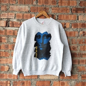 Vintage 90s Mona Lisa Plaza Art Fair Sweatshirt Mona Lisa Crewneck Mona Lisa Pullover Mona Lisa Jumper Printed Logo Grey Color Women’s Fit M