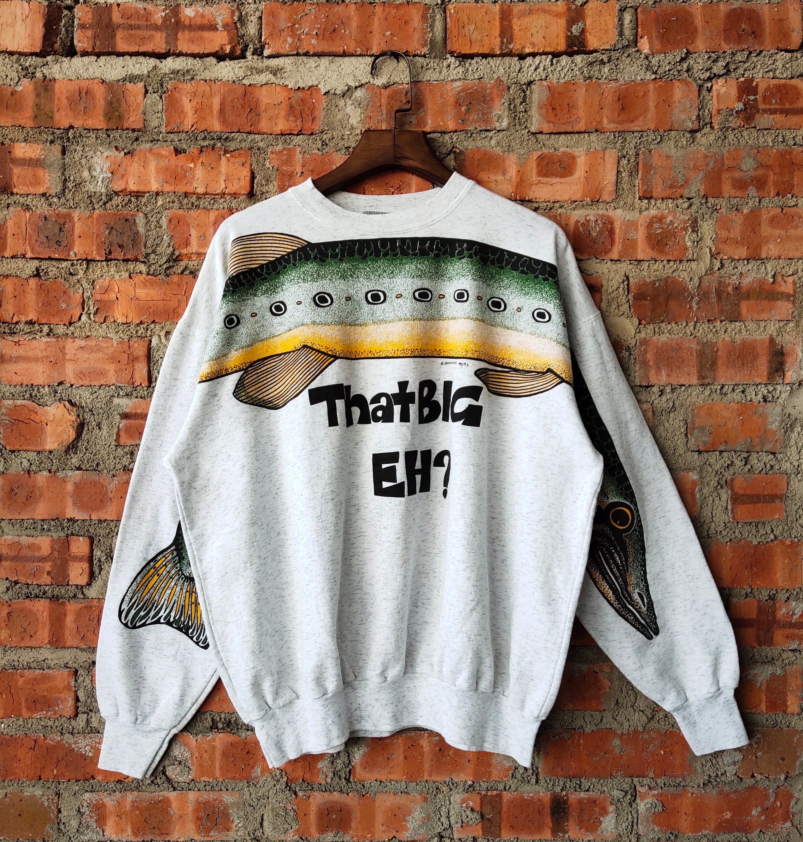 中古 back number『then』『fish』 Vintage 90s That Big Eh? Fish Sweatshirt by Thunderbird
