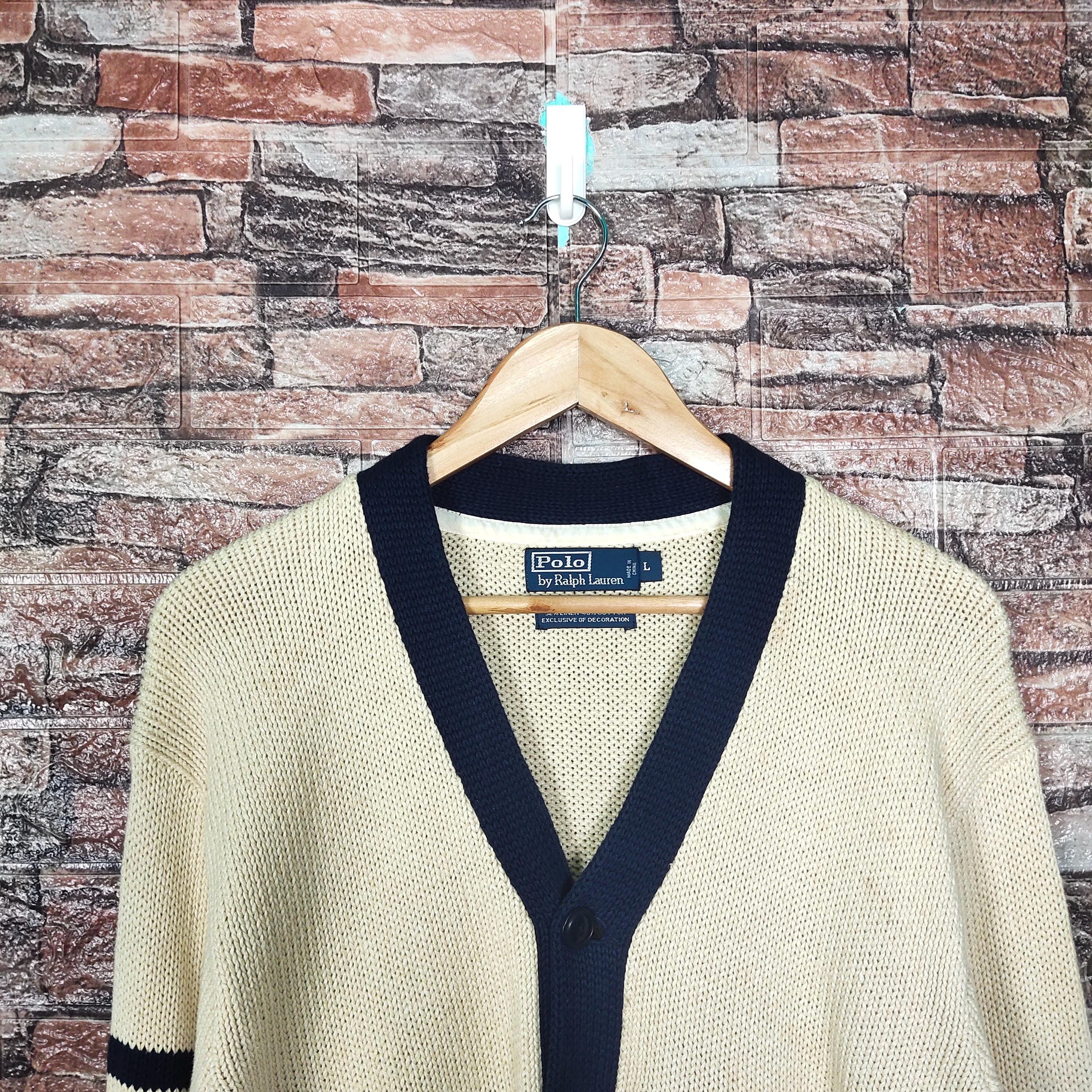 Vintage 90s Distressed Polo Ralph Lauren P Wing Cardigan Polo
