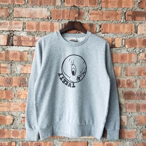 Vintage Tweety Bird Looney Tunes Sweatshirt Tweety Crewneck Tweety Pullover Tweety Jumper Tweety Sweater Printed Logo Gray Color Women Fit M