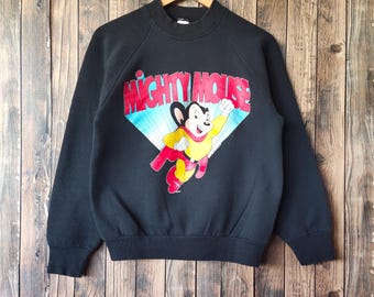 Vintage 80s Mighty Mouse Sweatshirt Mighty Crewneck Mighty 
