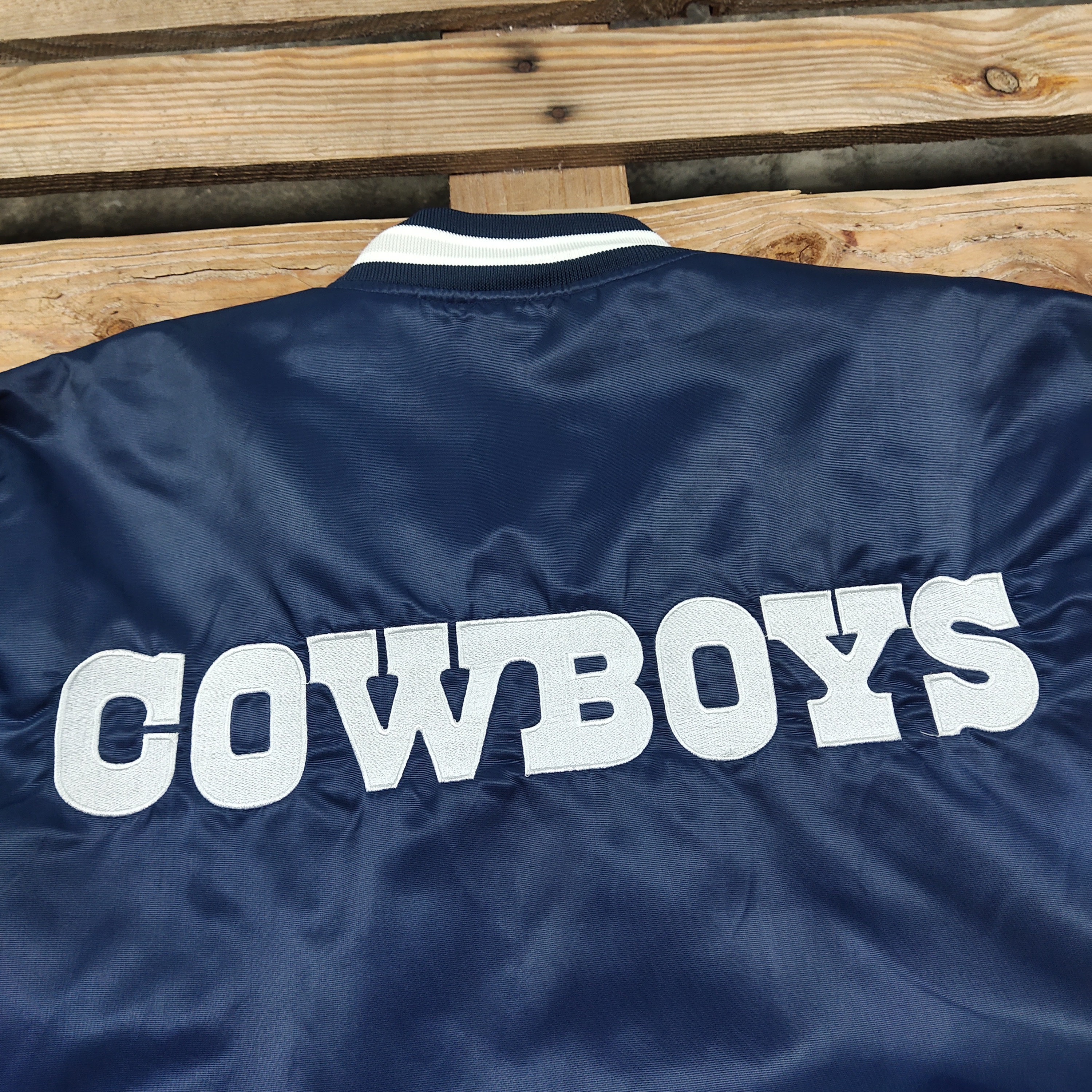 RARE Vintage 80s Distressed Dallas Cowboys Football Satin Jacket 