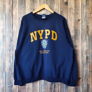 Vintage NYPD Sweatshirt NYPD Crewneck Nypd Pullover Nypd Sweater Nypd Jumper Nypd Jacket Printed Logo Blue Color Men’s XL