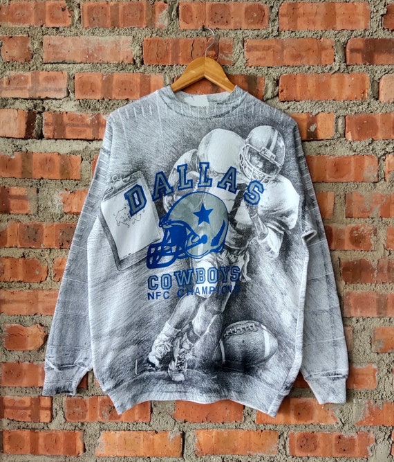 RARE Vintage 90s Dallas Cowboys NFC Champions Sweatshirt Cowboys Crewneck  Cowboys Pullover Printed Logo White, Black Color Mens L -  Canada