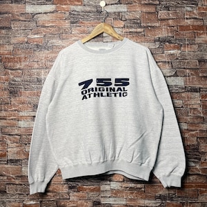 Vintage 90s Distressed GAP Athletic Sweatshirt GAP Crewneck GAP Pullover Gap Jumper Gap Sweater Embroidery Logo Gray Color Men&#39;s M
