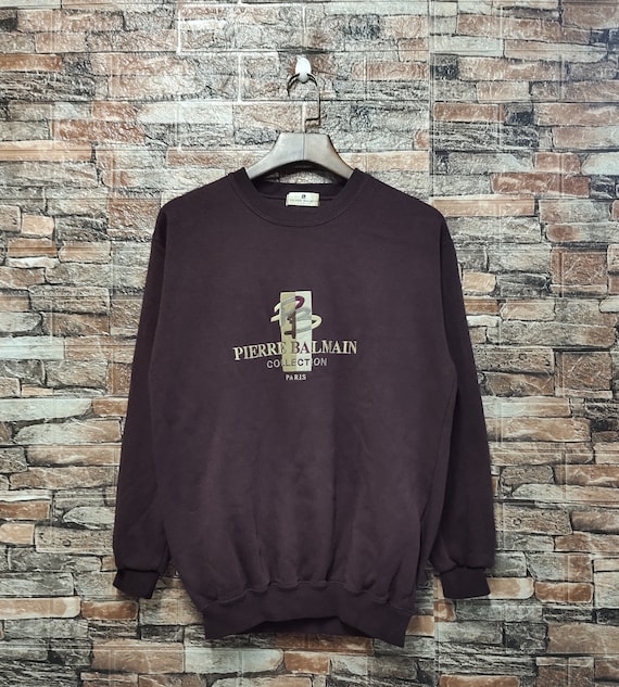 Vintage Pierre Balmain Sweatshirt Pierre Balmain Crewneck Pierre Balmain Pullover Pierre Balmain Jumper Embroidery Logo Maroon Color Men s M Etsy Canada
