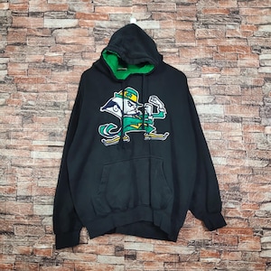 Vintage Distressed Notre Dame Irish Football Sweatshirt Notre Dame Hoodie Notre Dame Pullover Embroidery Logo Black Color Men’s Fit M