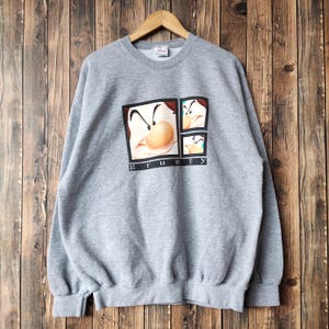 Vintage 90s Grumpy Snow White Seven Dwarfs Sweatshirt Grumpy Crewneck Grumpy Pullover Grumpy Sweater Printed Logo Gray Color Men’s XL