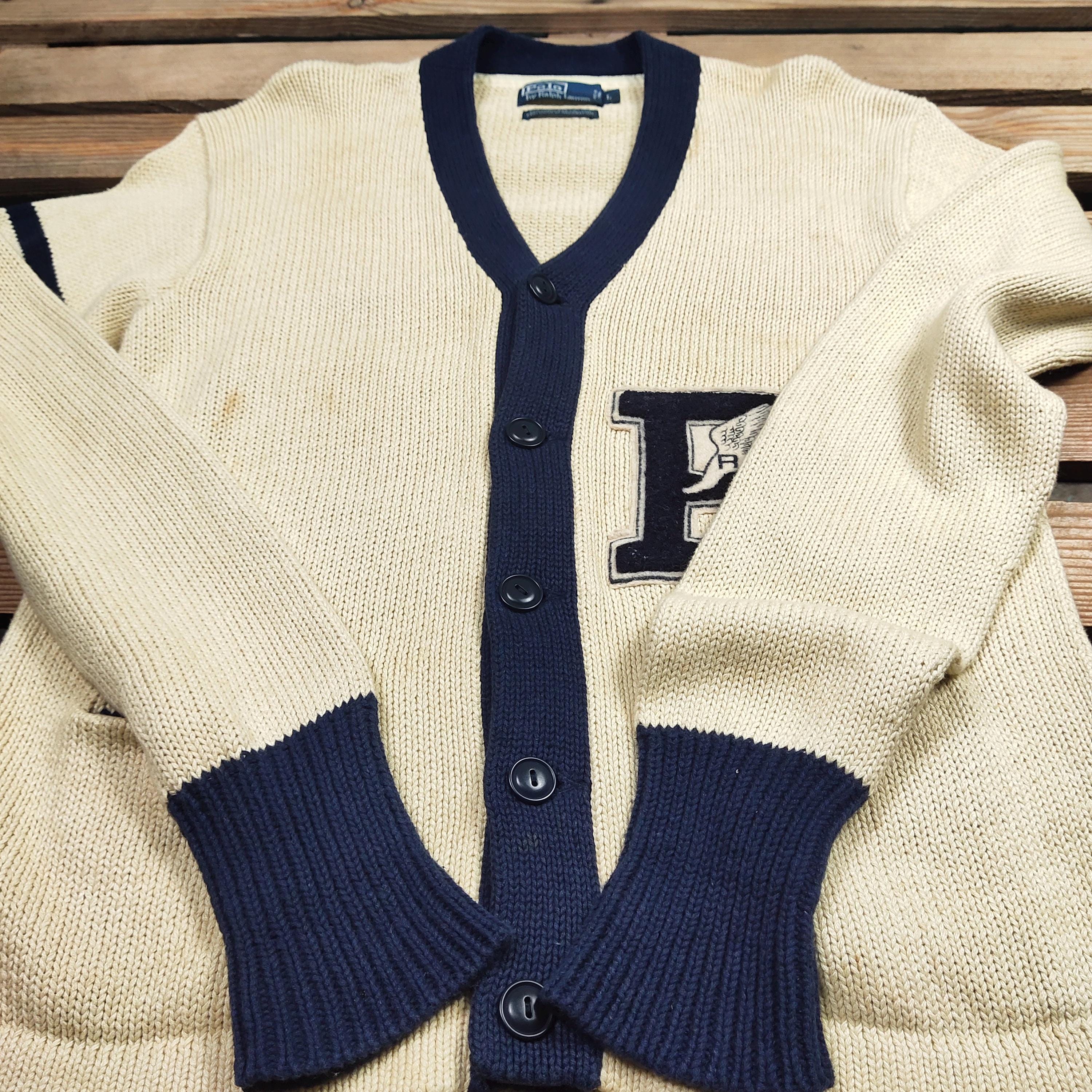 Vintage 90s Distressed Polo Ralph Lauren P Wing Cardigan Polo