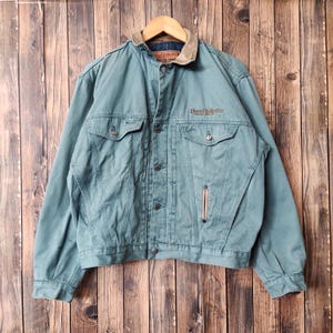 RARE Vintage 90s Distressed Diesel Industry Jeans Jacket Diesel Sweater Diesel Pullover Embroidery Logo Green Color Men&#39;s Likes M