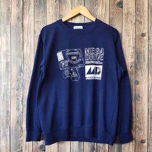 Vintage Mega Drive Sega Games Sweatshirt Sega Crewneck Sega Pullover Sega Sweater Printed Logo Blue Color Men’s Fit M