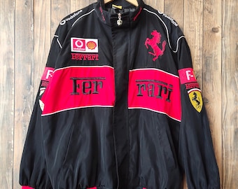 希少 フェラーリ F1 シューマッハ 刺繍 レーシング ナイロンジャケット 00s フェラーリ F1 2003 シューマッハ 刺繍 レーシング