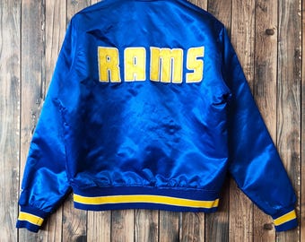 RARE Vintage 90s Distressed Los Angeles Rams Football Satin Jacket