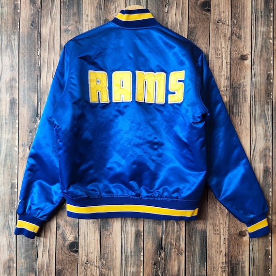 RARE Vintage 90s Distressed Los Angeles Rams Football Satin Jacket