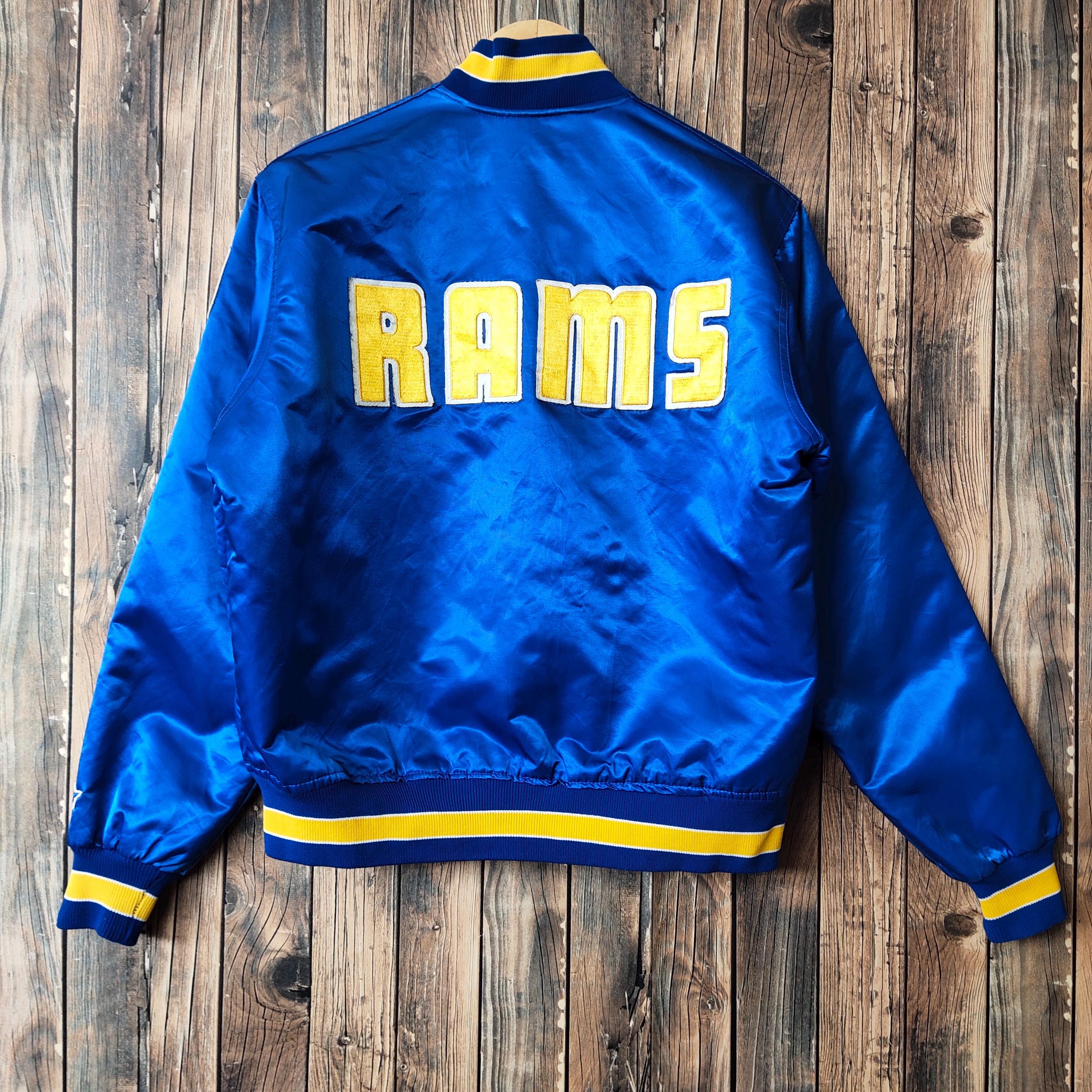 RARE Vintage 90s Distressed Los Angeles Rams Football Satin Jacket