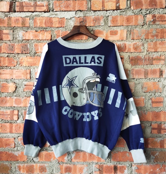 RARE Vintage 80s Distressed Dallas Cowboys by Starter Sweatshirt Cowboys  Crewneck Cowboys Sweater Printed Logo Blue Color Men's L 