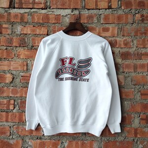 Vintage 90s Florida State Sweatshirt Florida Crewneck Florida Pullover Florida Jumper Florida Sweater Printed Logo White Color Men&#39;s M