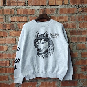 Vintage 90s Fox Sweatshirt Fox Crewneck Fox Pullover Fox Jumper Fox Sweater Printed Logo Gray Color Men’s Fit M