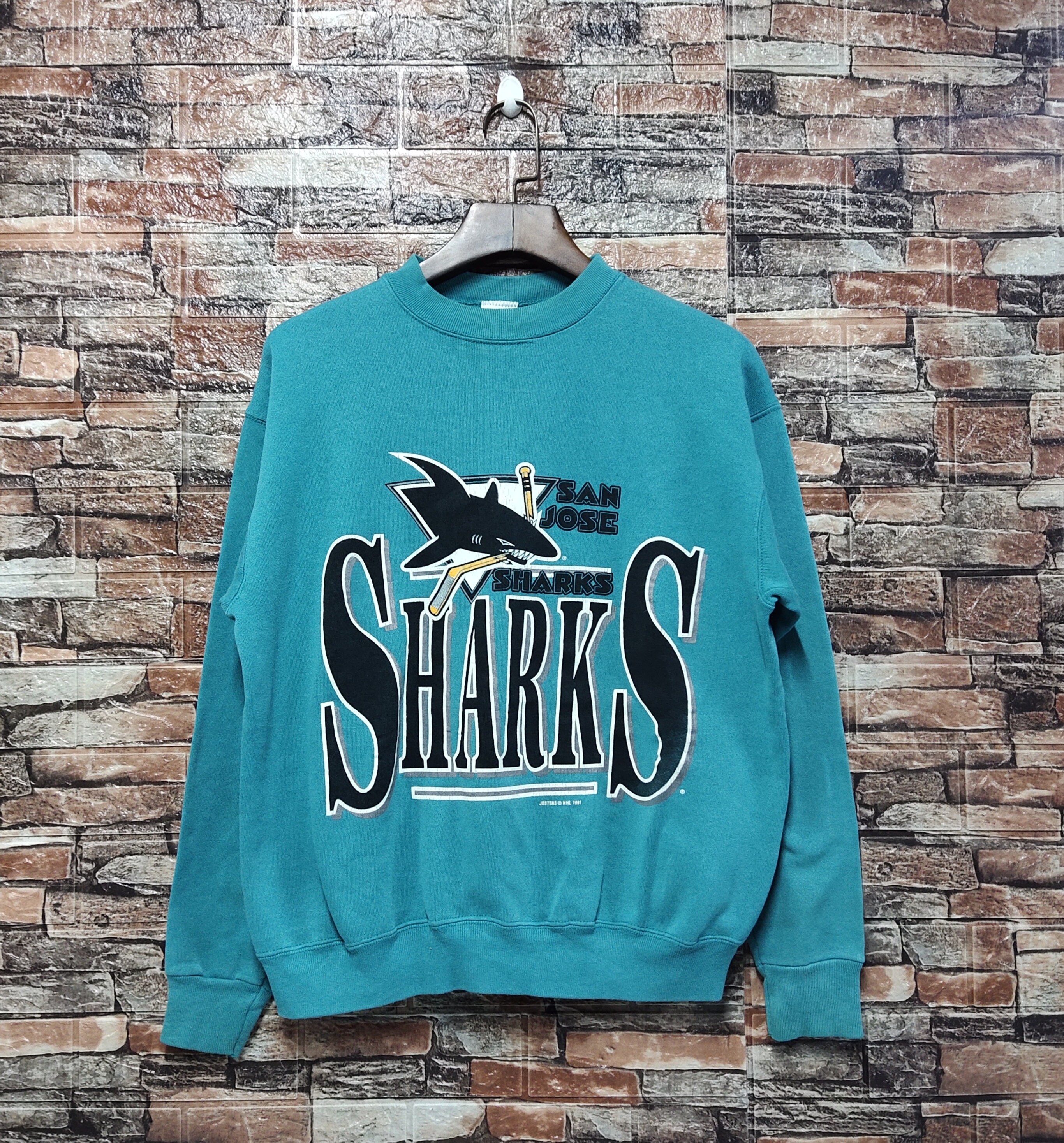 90's San Jose Sharks Starter Script NHL Hooded Sweatshirt Size Large – Rare  VNTG