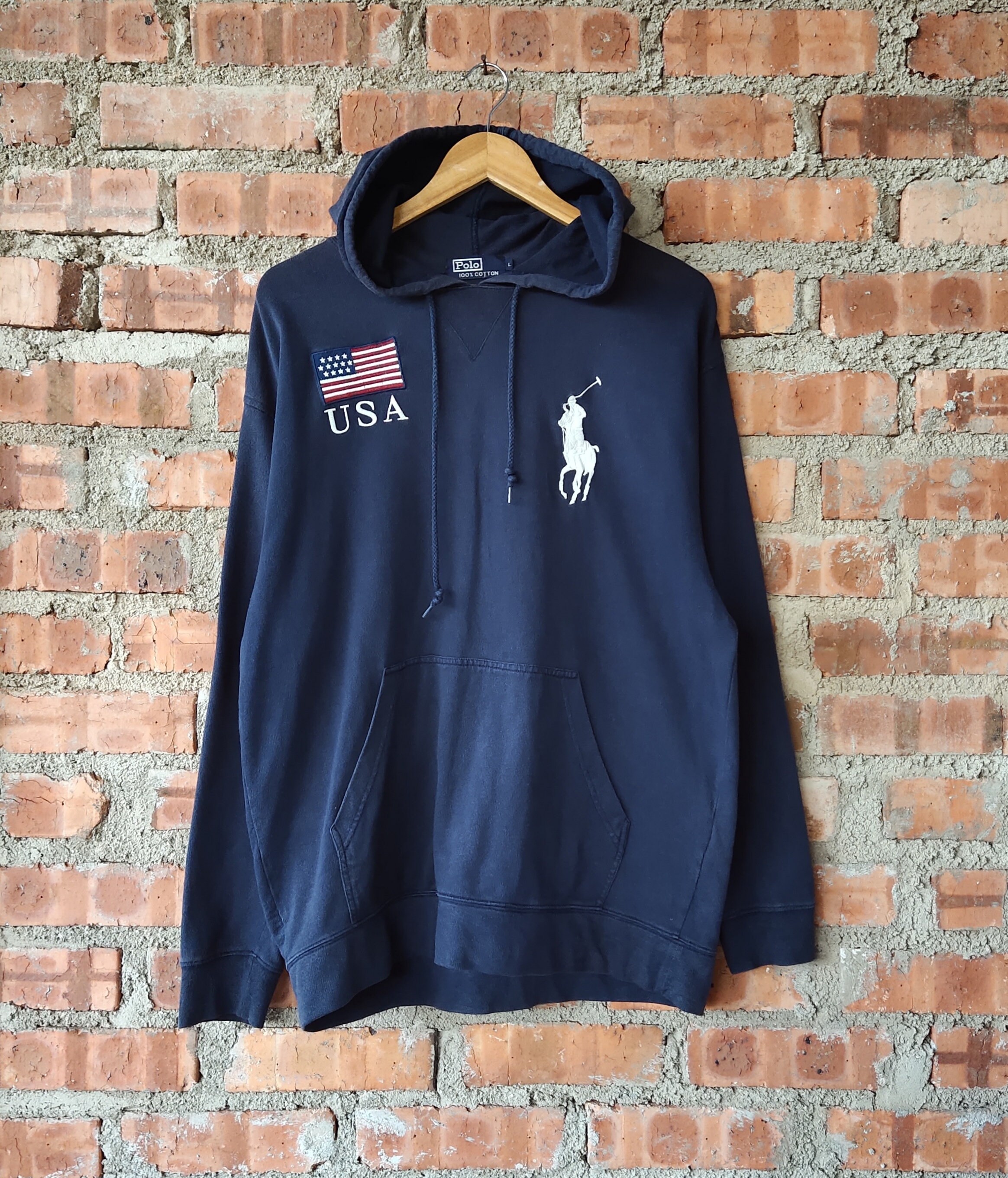 Vintage 90s Polo Ralph Lauren United States Hoodie Polo Sweatshirt