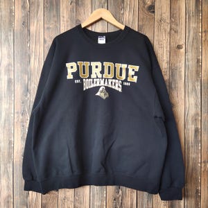 Vintage Distressed Purdue Kesselmacher Sweatshirt Purdue Rundhalsausschnitt Purdue Pullover Purdue Pullover Gedruckt Logo Schwarz Farbe Herren 2XL